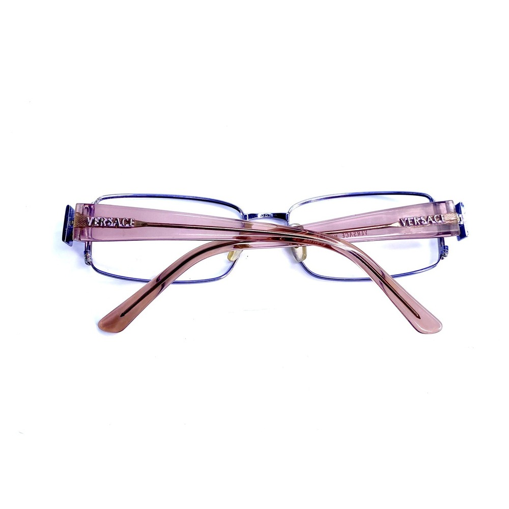 Versace Matte Purple Metal Rectangular Glasses Clear Pink Temple MOD 52 16 130 - Picture 5 of 8